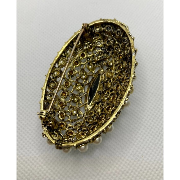 Vintage Signed ART Huge Pearl & Rhinestone Brooch - Picture 3 of 5